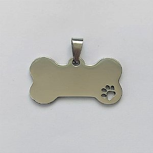 PINGENTE EM AÇO INOXIDÁVEL - PINGENTE PLAQUINHA PET OSSO PARA GRAVAÇÃO 20X39MM - COMPOSIÇÃO: AÇO INOXIDÁVEL (AÇO1871) - ACPG000085
