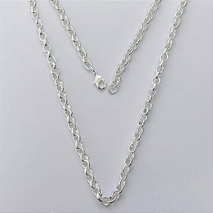 CORRENTE FOLHEADA A PRATA COM 50 MILÉSIMOS + VERNIZ DIAMOND - CORRENTE ELO PORTUGUÊS 5MM - TAMANHO: 60CM E FECHO LAGOSTA - (PRA272) PRCR000151