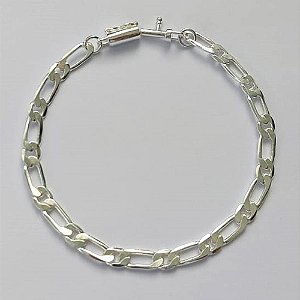 PULSEIRA FOLHEADA A PRATA COM 50 MILÉSIMOS + VERNIZ DIAMOND - PULSEIRA 1X1 19CM LARGURA 5MM - FECHO CANHÃO (PRA289) PRPS001148