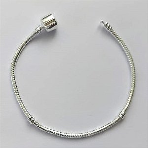 PULSEIRA FOLHEADA A PRATA COM 50 MILÉSIMOS + VERNIZ DIAMOND - PULSEIRA TIPO PANDORA 18CM FECHO REDONDO (PRA290) PRPS001149