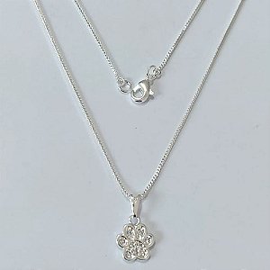 GARGANTILHA FOLHEADA A PRATA COM 50 MILÉSIMOS + VERNIZ DIAMOND - GARGANTILHA CORRENTE VENEZIANA 45CM PINGENTE PATINHA PET CRAVEJADO EM MICROS ZIRCÔNIAS 11MM - FECHO LAGOSTA - PRGG001427