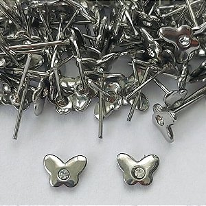 BRINCO EM AÇO INOXIDÁVEL - BRINCO DE PINO BORBOLETA COM ZIRCÔNIA 7MM  - COMPOSIÇÃO: AÇO INOXIDÁVEL - (AÇO1889) ACBR000332