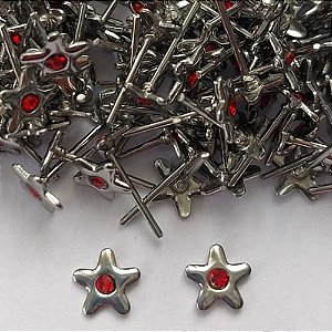 BRINCO EM AÇO INOXIDÁVEL - BRINCO DE PINO ESTRELA COM ZIRCÔNIA VERMELHA 6MM  - COMPOSIÇÃO: AÇO INOXIDÁVEL - (AÇO1897)ACBR000340