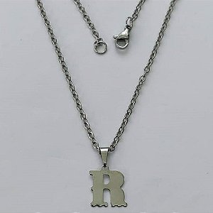 GARGANTILHA EM AÇO INOXIDÁVEL - (AÇO03) GARGANTILHA COM CORRENTE 50CM E PINGENTE LETRA R 10MM - COMPOSIÇÃO: AÇO INOXIDÁVEL - (AÇO1929) ACGG000378