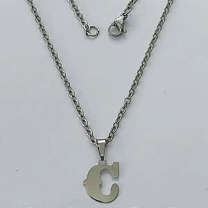 GARGANTILHA EM AÇO INOXIDÁVEL - (AÇO03) GARGANTILHA COM CORRENTE 50CM E PINGENTE LETRA C 10MM - COMPOSIÇÃO: AÇO INOXIDÁVEL - (AÇO1931) ACGG000380