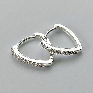 BRINCO FOLHEADA A PRATA COM 50 MILÉSIMOS + VERNIZ DIAMOND - BRINCO ARGOLA COM 1 FILEIRA DE MICRO ZIRCÔNIAS 15MM (PRA320) PRBR001127