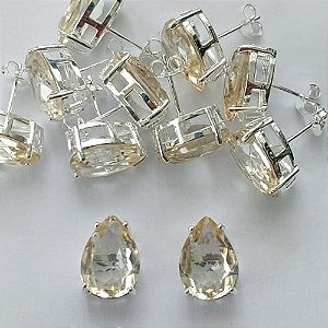 BRINCO FOLHEADA A PRATA COM 50 MILÉSIMOS + VERNIZ DIAMOND - BRINCO DE PINO BASE ALTA FUSÃO AMARELA 10X14MM (PRA348)(PAR) PRBR001153