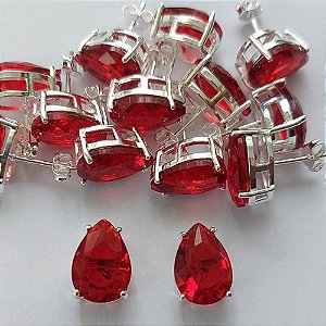 BRINCO FOLHEADA A PRATA COM 50 MILÉSIMOS + VERNIZ DIAMOND - BRINCO DE PINO BASE ALTA FUSÃO VERMELHO 10X14MM (PRA347)(PAR) PRBR001155