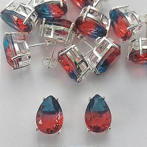 BRINCO FOLHEADA A PRATA COM 50 MILÉSIMOS + VERNIZ DIAMOND - BRINCO DE PINO BASE ALTA FUSÃO RAINBOW 10X14MM (PRA358)(PAR) PRBR001162