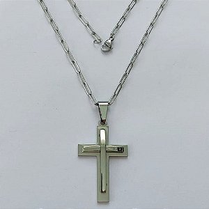 GARGANTILHA EM AÇO INOXIDÁVEL - (12753) GARGANTILHA COM CORRENTE 60CM E PINGENTE CRUCIFIXO 45MM - COMPOSIÇÃO: AÇO INOXIDÁVEL (AÇO1971) ACGG000410