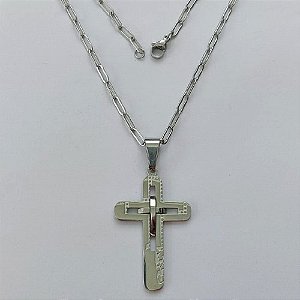 GARGANTILHA EM AÇO INOXIDÁVEL - (12753) GARGANTILHA COM CORRENTE 60CM E PINGENTE CRUCIFIXO 45MM - COMPOSIÇÃO: AÇO INOXIDÁVEL (AÇO1972) ACGG000411