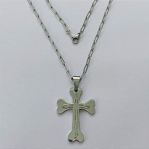GARGANTILHA EM AÇO INOXIDÁVEL - (12753) GARGANTILHA COM CORRENTE 60CM E PINGENTE CRUCIFIXO 43MM - COMPOSIÇÃO: AÇO INOXIDÁVEL (AÇO1975) ACGG000414