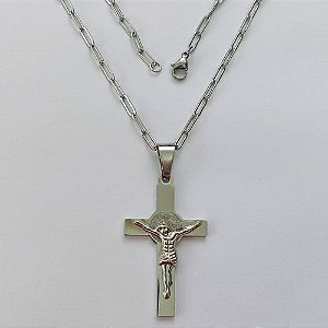GARGANTILHA EM AÇO INOXIDÁVEL - (12753) GARGANTILHA COM CORRENTE 60CM E PINGENTE CRUCIFIXO 47MM - COMPOSIÇÃO: AÇO INOXIDÁVEL (AÇO1976) ACGG000415