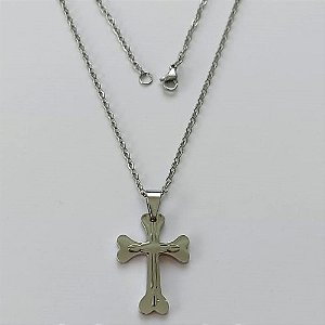 GARGANTILHA EM AÇO INOXIDÁVEL - (03) - GARGANTILHA COM CORRENTE 50CM E PINGENTE CRUCIFIXO DUPLO LISA 20X29MM - COMPOSIÇÃO: AÇO INOXIDÁVEL - (AÇO1984) ACGG000424