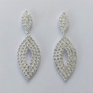 BRINCO FOLHEADA A PRATA COM 50 MILÉSIMOS + VERNIZ DIAMOND - BRINCO DE PINO CRAVEJADO COM MICRO ZIRCÔNIAS 40MM (PRA427) PRBR001208