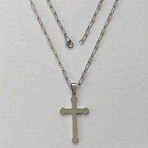 GARGANTILHA EM AÇO INOXIDÁVEL - (12753) GARGANTILHA COM CORRENTE 60CM E PINGENTE CRUCIFIXO 23X39MM - COMPOSIÇÃO: AÇO INOXIDÁVEL - (AÇO2009)ACGG000430