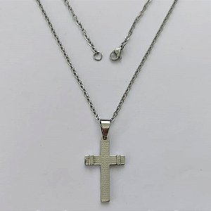 GARGANTILHA EM AÇO INOXIDÁVEL - (AÇO03) GARGANTILHA COM CORRENTE 50CM E PINGENTE CRUCIFIXO ORAÇÃO 17X28MM - COMPOSIÇÃO: AÇO INOXIDÁVEL - (AÇO2026) ACGG000442