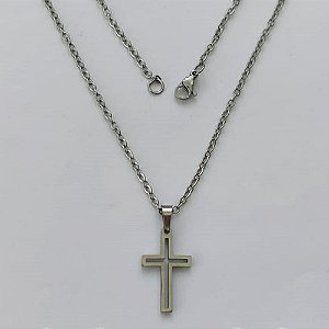 GARGANTILHA EM AÇO INOXIDÁVEL - (AÇO03) GARGANTILHA COM CORRENTE 50CM E PINGENTE CRUCIFIXO VAZADO 11X20MM - COMPOSIÇÃO: AÇO INOXIDÁVEL - (AÇO2028) ACGG000445