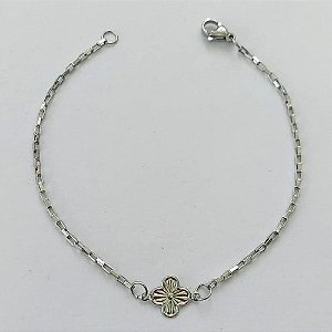 PULSEIRA EM AÇO INOXIDÁVEL - (ACO1012) - PULSEIRA COM TREVO 7MM - TAMANHO 18CM - FECHO LAGOSTA - COMPOSIÇÃO: AÇO INOXIDÁVEL - (AÇO2038)ACPS000705