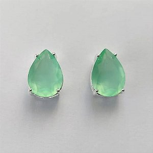 BRINCO FOLHEADA A PRATA COM 50 MILÉSIMOS + VERNIZ DIAMOND - BRINCO DE PINO BASE ALTA FUSÃO VERDE CLARO 10X14MM (PRA459) PRBR001216