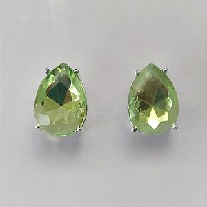 BRINCO FOLHEADA A PRATA COM 50 MILÉSIMOS + VERNIZ DIAMOND - BRINCO DE PINO BASE ALTA FUSÃO VERDE 10X14MM (PRA462) PRBR001219
