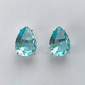 BRINCO FOLHEADA A PRATA COM 50 MILÉSIMOS + VERNIZ DIAMOND - BRINCO DE PINO BASE ALTA FUSÃO AZUL CLARO 10X14MM (PRA464) PRBR001221