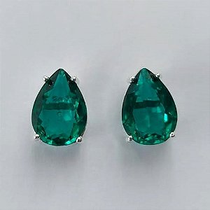 BRINCO FOLHEADA A PRATA COM 50 MILÉSIMOS + VERNIZ DIAMOND - BRINCO DE PINO BASE ALTA FUSÃO VERDE 10X14MM (PRA465) PRBR001222