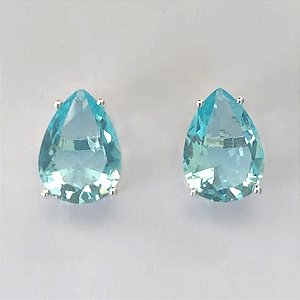BRINCO FOLHEADA A PRATA COM 50 MILÉSIMOS + VERNIZ DIAMOND - BRINCO DE PINO BASE ALTA FUSÃO AZUL 10X14MM (PRA474) PRBR001229