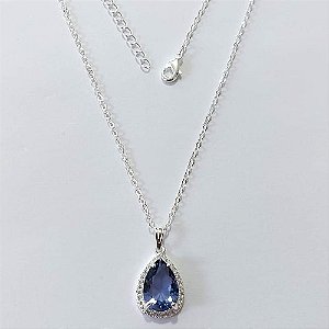 GARGANTILHA FOLHEADA A PRATA COM 50 MILÉSIMOS + VERNIZ DIAMOND - GARGANTILHA CORRENTE CADEADO COM ZIRCÔNIA LILÁS E MICRO ZIRCÔNIAS 13MM PRGG001454