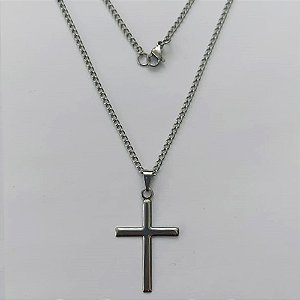 GARGANTILHA EM AÇO INOXIDÁVEL - GARGANTILHA COM CORRENTE 45CM E PINGENTE CRUCIFIXO 30MM - COMPOSIÇÃO: AÇO INOXIDÁVEL (AÇO2109) ACGG000466