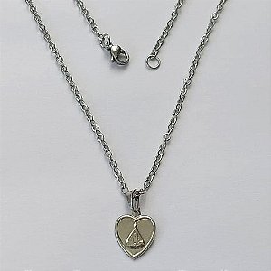 GARGANTILHA EM AÇO INOXIDÁVEL -  GARGANTILHA COM CORRENTE( ACO03) 50CM E PINGENTE CORAÇÃO COM NOSSA SENHORA APARECIDA 10MM - COMPOSIÇÃO: AÇO INOXIDÁVEL - (AÇO2119) ACGG000473