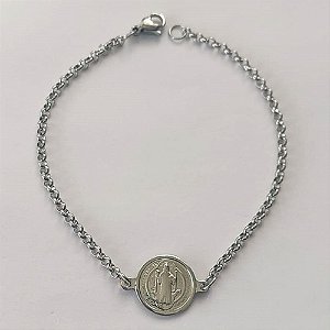 PULSEIRA EM AÇO INOXIDÁVEL- (BCL33) - PULSEIRA SÃO BENTO 12MM TAMANHO 17CM - FECHO LAGOSTA - COMPOSIÇÃO: AÇO INOXIDÁVEL - (AÇO2124) ACPS000715