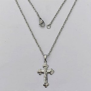 GARGANTILHA EM AÇO INOXIDÁVEL - GARGANTILHA COM CORRENTE (ACO12) 50CM E PINGENTE CRUCIFIXO 28MM - COMPOSIÇÃO: AÇO INOXIDÁVEL (AÇO2176) ACGG000482