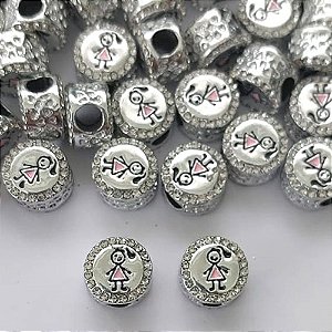 BERLOQUE PARA PULSEIRAS - REDONDO COM BRILHOS E MENINA 10MM (VENDIDO POR UNIDADE) - (BIJU00017) PRBJ000009
