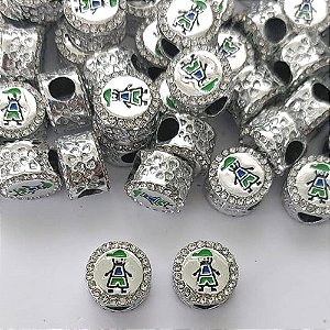 BERLOQUE PARA PULSEIRAS - REDONDO COM BRILHOS E MENINO 10MM (VENDIDO POR UNIDADE) - (BIJU00016) PRBJ000010