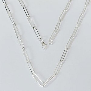 CORRENTE FOLHEADA A PRATA COM 50 MILÉSIMOS + VERNIZ DIAMOND - CORRENTE ESTILO CARTIER - LARGURA 6MM - TAMANHO: 70CM E FECHO LAGOSTA PRCR000020A