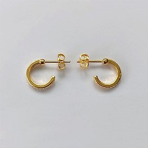 BRINCO FOLHEADO A OURO - BANHADO COM 5 MILÉSIMOS + VERNIZ DIAMOND - BRINCO DE PINO ARGOLA 11MM - (OURO573) OUBR000369