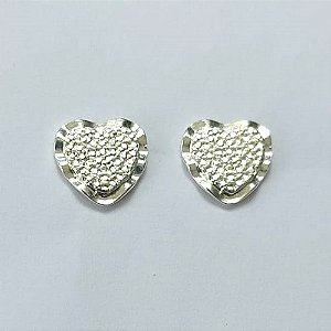 BRINCO FOLHEADO A PRATA COM 50 MILÉSIMOS + VERNIZ DIAMOND - BRINCO DE PINO CORAÇÃO (PRA649) PRBR001353