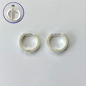 BRINCO FOLHEADO A PRATA COM 50 MILÉSIMO+ VERNIZ DIAMOND BRINCO DE ARGOLA COM 1 FILEIRA DE MICRO ZIRCÔNIAS 12MM (PRA677) PRBR001368