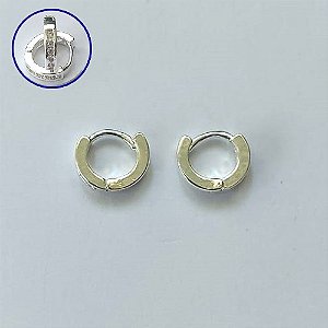 BRINCO FOLHEADO A PRATA COM 50 MILÉSIMO+ VERNIZ DIAMOND BRINCO DE ARGOLA COM 1 FILEIRA DE MICRO ZIRCÔNIAS 9MM (PRA696) PRBR001388