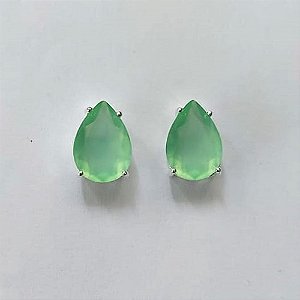 BRINCO FOLHEADA A PRATA COM 50 MILÉSIMOS + VERNIZ DIAMOND - BRINCOS DE PINO COM BASE EM ALTA FUSÃO E PEDRA EM ZIRCÔNIA GOTA 10X14MM (PRA751) PRBR001415