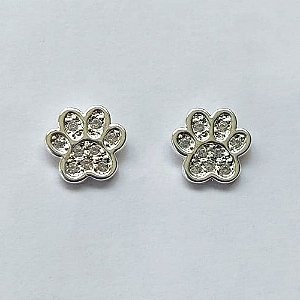 BRINCO FOLHEADA A PRATA COM 50 MILÉSIMOS + VERNIZ DIAMOND - BRINCOS DE PINO PATINHA PET CRAVEJADOS 11MM (PRA747) PRBR001418