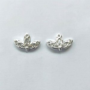 BRINCO FOLHEADA A PRATA COM 50 MILÉSIMOS + VERNIZ DIAMOND - BRINCOS DE PINO CRAVEJADOS 12MM (PRA746) PRBR001420