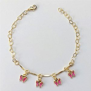 PULSEIRA FOLHEADA A OURO - BANHADO COM 5 MILÉSIMOS + VERNIZ DIAMOND - TAMANHO 18CM - (OURO904) OUPS0000104