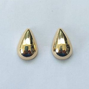 BRINCO FOLHEADO A OURO - BANHADO COM 5 MILÉSIMOS + VERNIZ DIAMOND - BRINCO DE PINO GOTA 12MM - (OURO908)OUBR000433