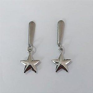 BRINCO EM AÇO INOXIDÁVEL - BRINCO DE PINO BASE LISA COM PINGENTE ESTRELA 10MM - COMPOSIÇÃO: AÇO INOXIDÁVEL - (AÇO2342)ACBR000471