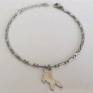 TORNOZELEIRA EM AÇO INOXIDÁVEL - TORNOZELEIRA 25CM + COM PINGENTE UNICÓRNIO + EXTENSOR - COMPOSIÇÃO: AÇO INOXIDÁVEL (BCOL058) ACTO0000013