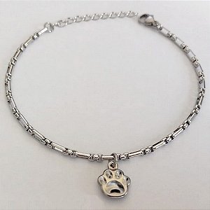 TORNOZELEIRA EM AÇO INOXIDÁVEL - TORNOZELEIRA 25CM + COM PINGENTE PATINHA PET + EXTENSOR - COMPOSIÇÃO: AÇO INOXIDÁVEL (BCOL058) ACTO0000014