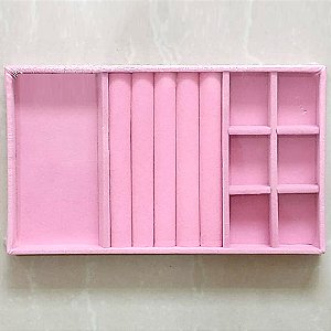 BANDEJA EM VELUDO PARA JOIAS - COR: ROSA - TAMANHO: 12,5 X 21,5CM - PREB000061