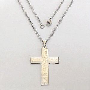 GARGANTILHA EM AÇO INOXIDÁVEL - CORRENTE DE 60CM (12) PINGENTE CRUCIFIXO DESENHADO 35MM ACGG000524